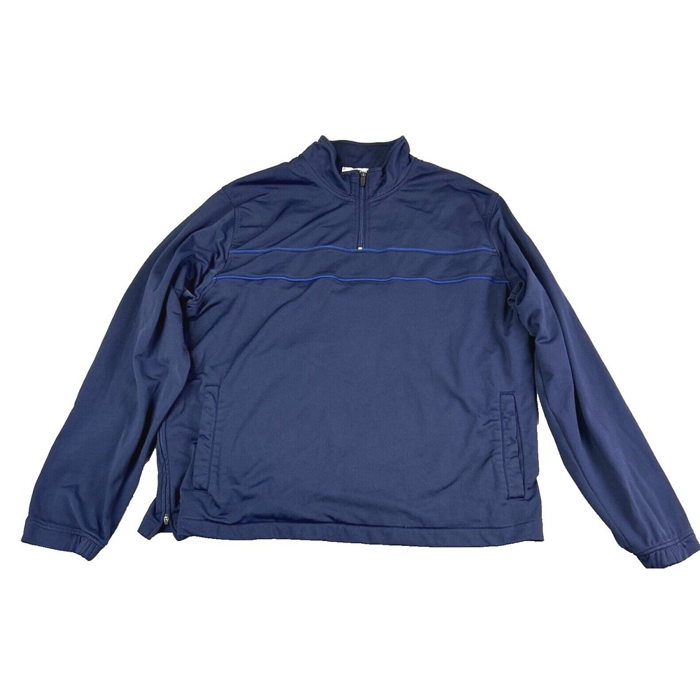 Emerge Men's XXL Blue Nylon Windbreaker‎ Quarter Zip Pullover Jacket Athletic